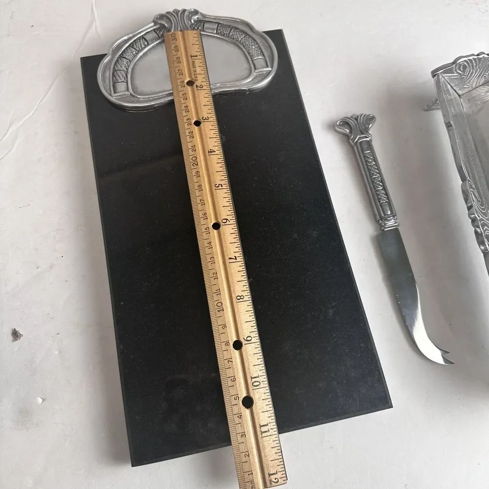 ARTHUR COURT‎ CHEESE/CRACKER KNIFE 3 SET Art Nouveau Design MARBLE 12X6 With Box